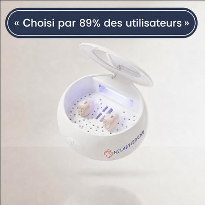 Station UV 2-en-1 — Désinfecteur & Déshumidificateur pour Aides Auditives