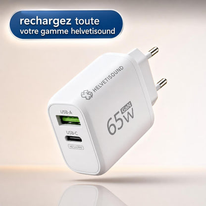 Chargeur Rapide 65W — Chargez Toute votre Gamme Helvetisound